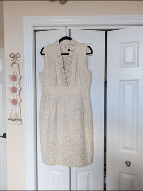 Sleeveless Cream Jessica Howard V-Neck Ruffle Midi Dress Size 12